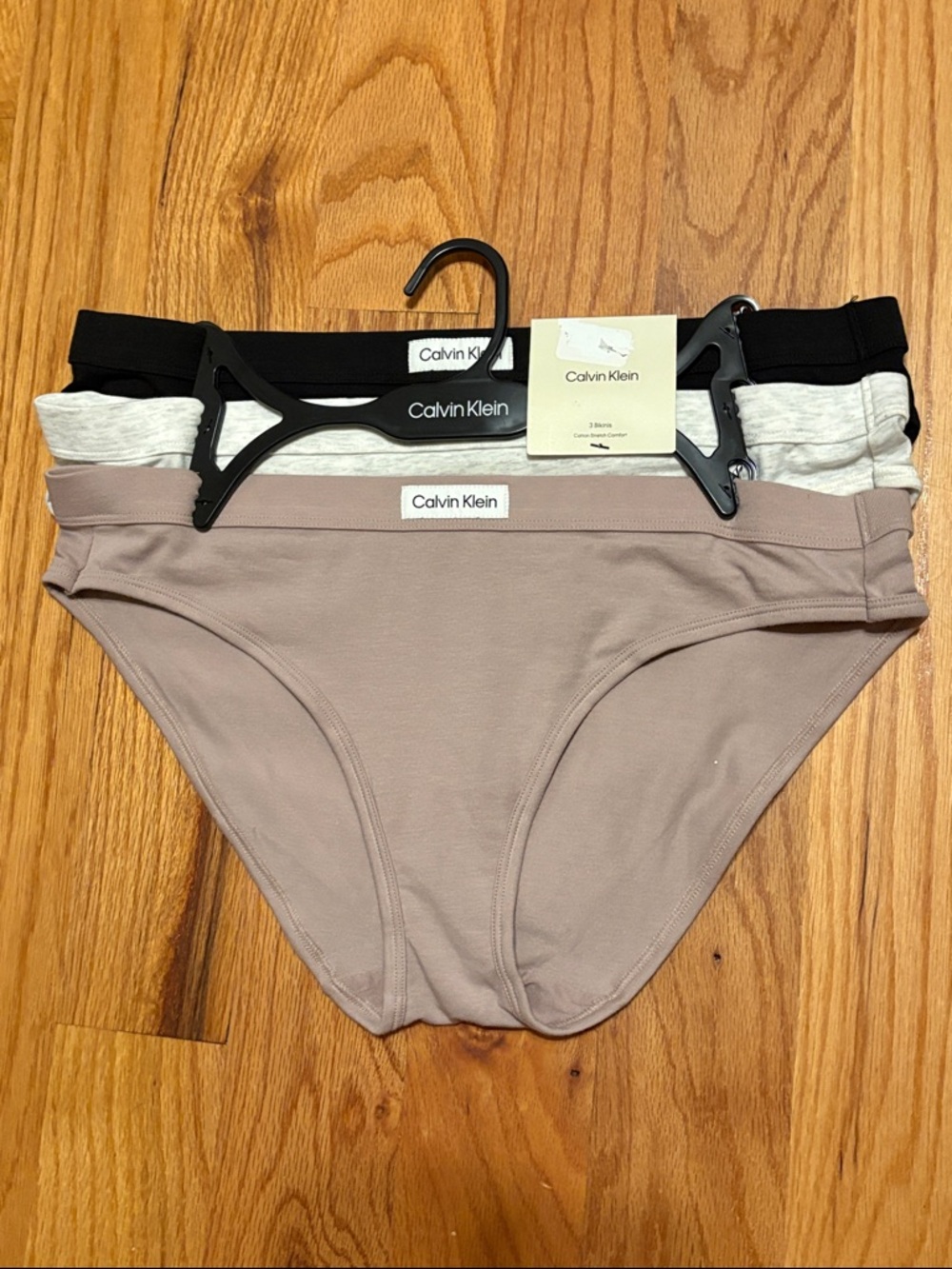 Calvin Klein Comfort Logo Cotton Stretch Bikini Panties, 3 Pack, NWT